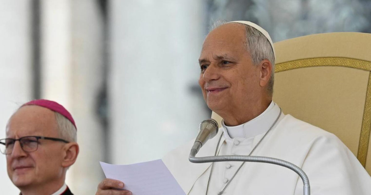 papa leone xiv durante catechesi